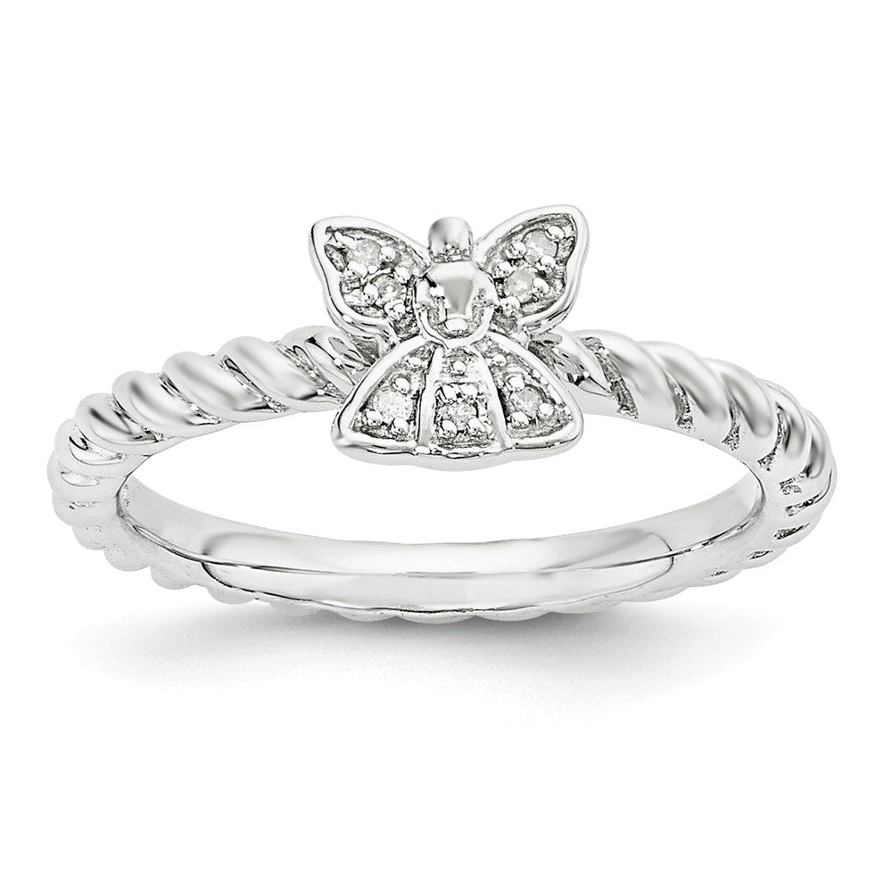 Sterling Silver Stackable .035ctw I3 H-I Diamond 6mm Angel Ring, Item R11036 by The Black Bow Jewelry Co.
