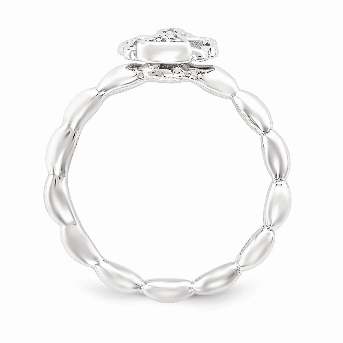 Alternate view of the Sterling Silver Stackable .025ctw I3 H-I Diamond 7mm Angel Ring by The Black Bow Jewelry Co.