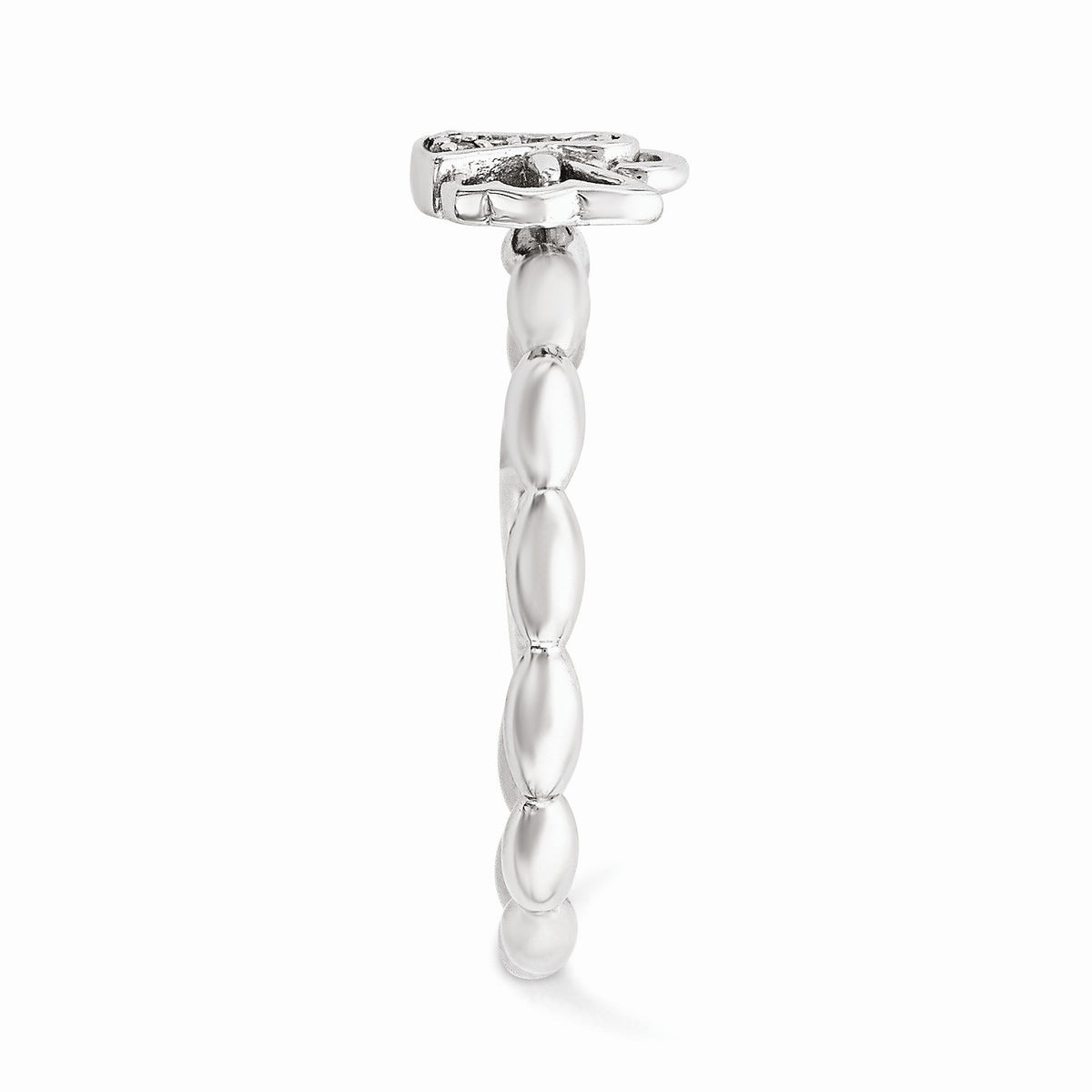 Alternate view of the Sterling Silver Stackable .025ctw I3 H-I Diamond 7mm Angel Ring Size 5 by The Black Bow Jewelry Co.