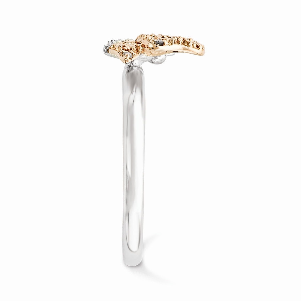 Alternate view of the Sterling Silver/Rose Tone .05ctw I3 H-I Diamond Butterfly Ring Size 5 by The Black Bow Jewelry Co.