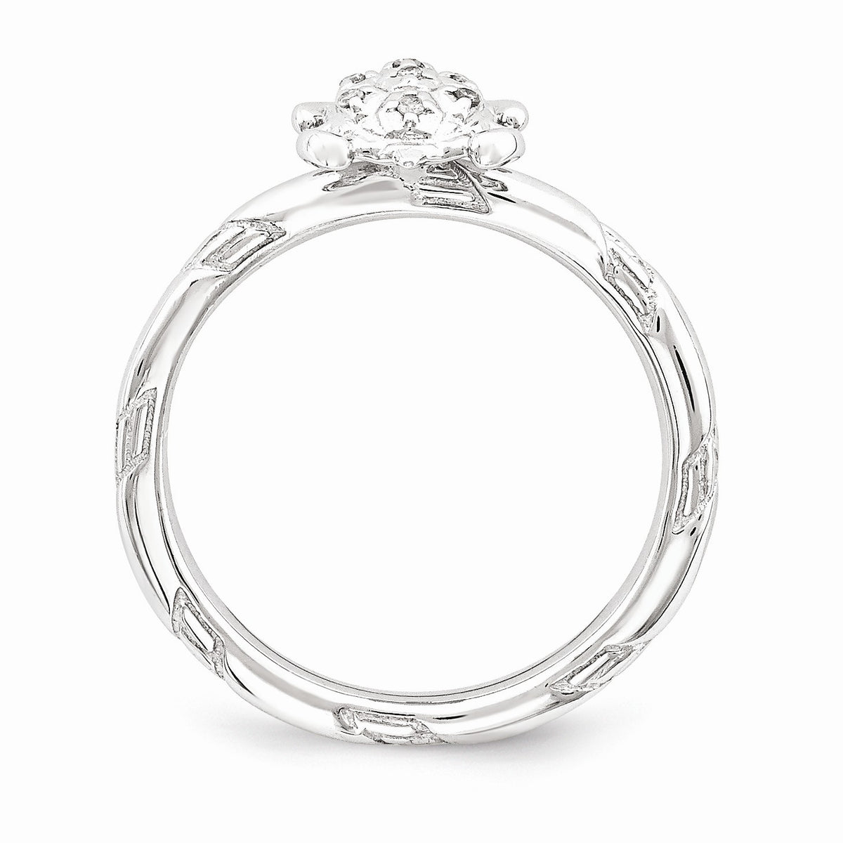 Alternate view of the Sterling Silver Stackable .035 Ctw I3 H-I Diamond 9mm Turtle Ring by The Black Bow Jewelry Co.