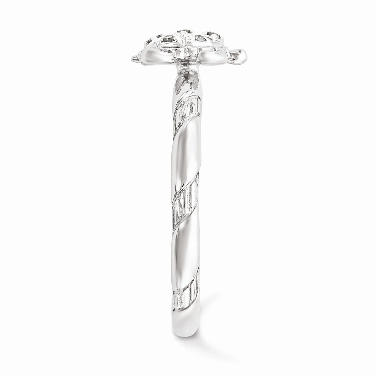 Alternate view of the Sterling Silver Stackable .035 Ctw I3 H-I Diamond 9mm Turtle Ring by The Black Bow Jewelry Co.