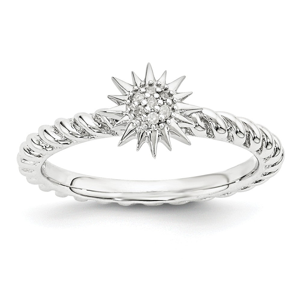 Sterling Silver Stackable .035 Ctw I3 H-I Diamond 7mm Star Ring, Item R11046 by The Black Bow Jewelry Co.