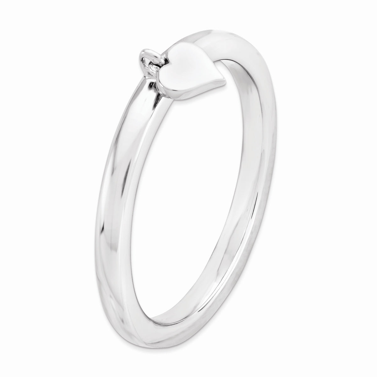 Alternate view of the Sterling Silver Stackable 4mm Dangle Heart .04 Ctw I3 H-I Diamond Ring by The Black Bow Jewelry Co.