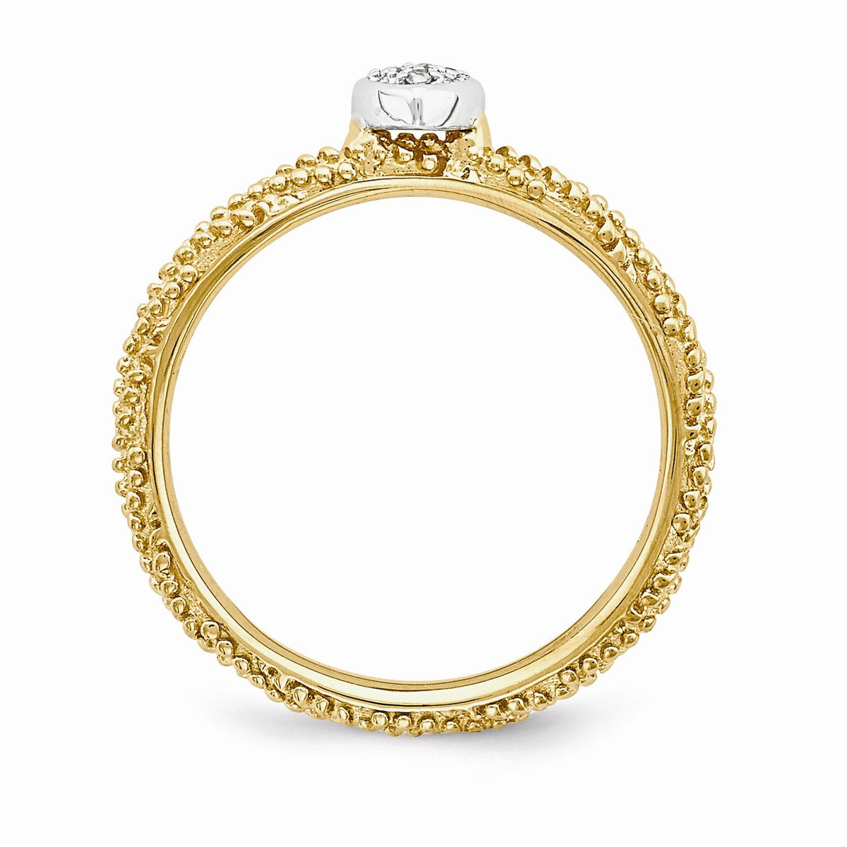 Alternate view of the Gold Tone Sterling Silver .02 Ctw I3 H-I Diamond 5mm Heart Stack Ring by The Black Bow Jewelry Co.