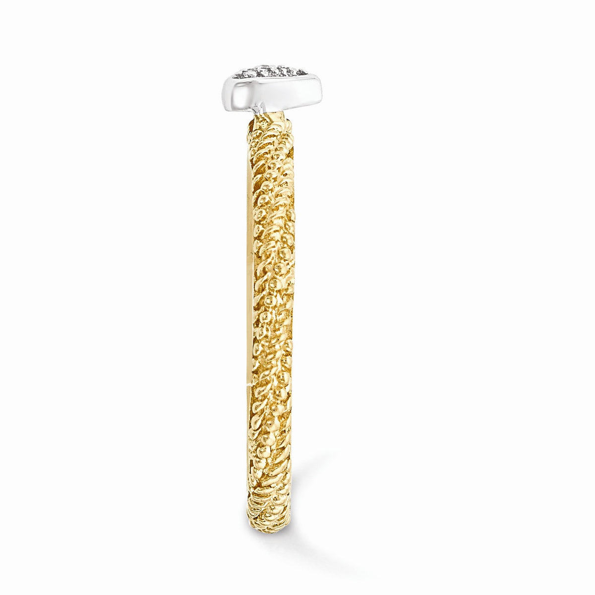 Alternate view of the Gold Tone Sterling Silver .02 Ctw I3 H-I Diamond 5mm Heart Stack Ring by The Black Bow Jewelry Co.