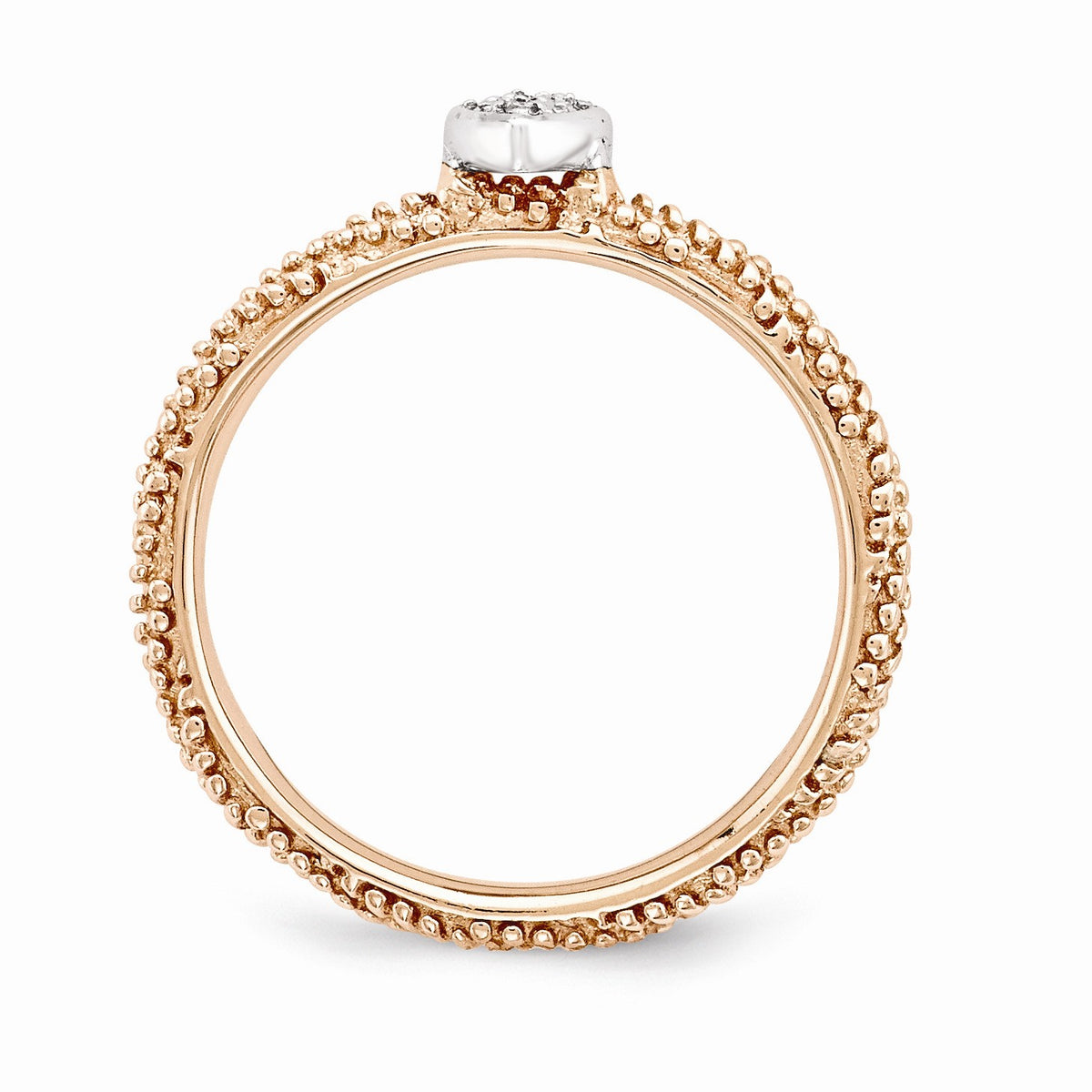 Alternate view of the Rose Gold Tone Sterling Silver .02 Ctw Diamond 5mm Heart Stackble Ring by The Black Bow Jewelry Co.
