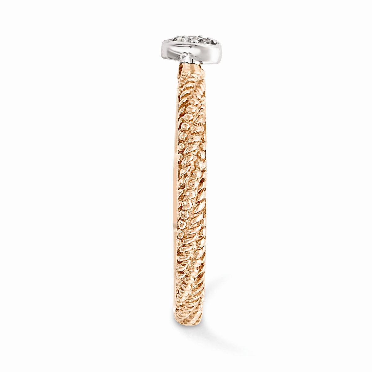 Alternate view of the Rose Tone Sterling Silver .02 Ctw I3 H-I Diamond 5mm Heart Ring Size 5 by The Black Bow Jewelry Co.