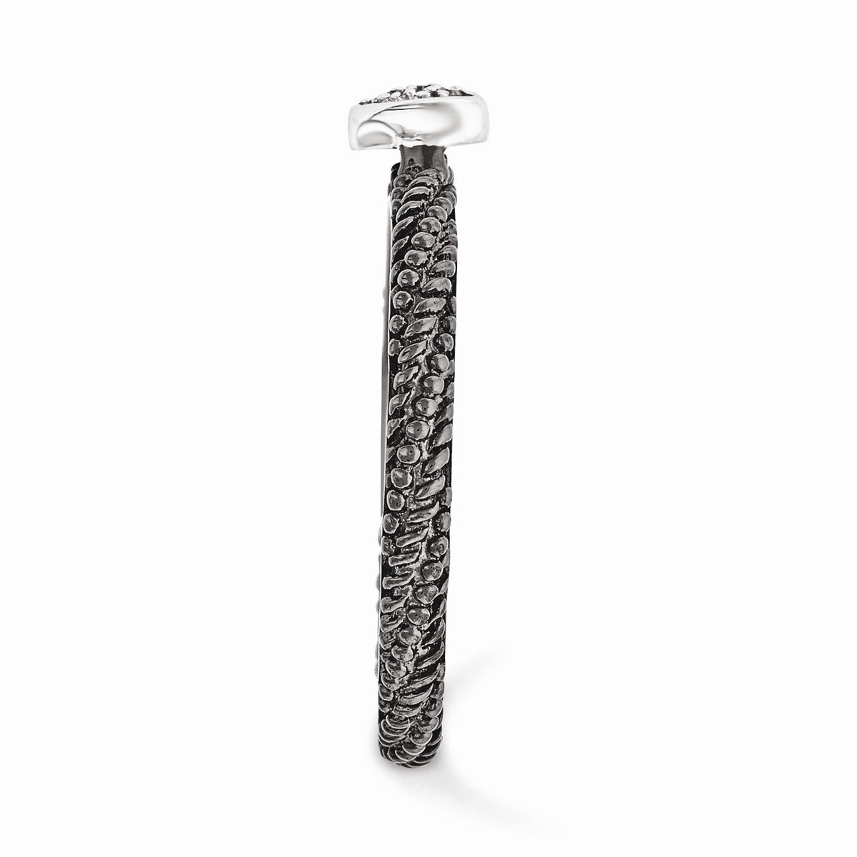 Alternate view of the Black Plated Sterling Silver .02 Ctw I3 H-I Diamond 5mm Heart Ring Sz5 by The Black Bow Jewelry Co.