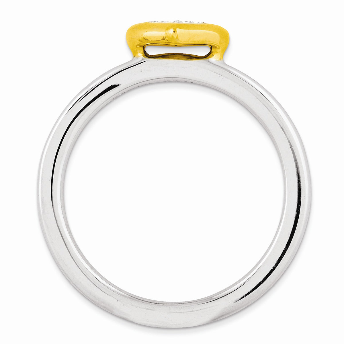 Alternate view of the Sterling Silver .04 Ctw Diamond & 14k Vermeil 8mm Heart Stack Ring by The Black Bow Jewelry Co.