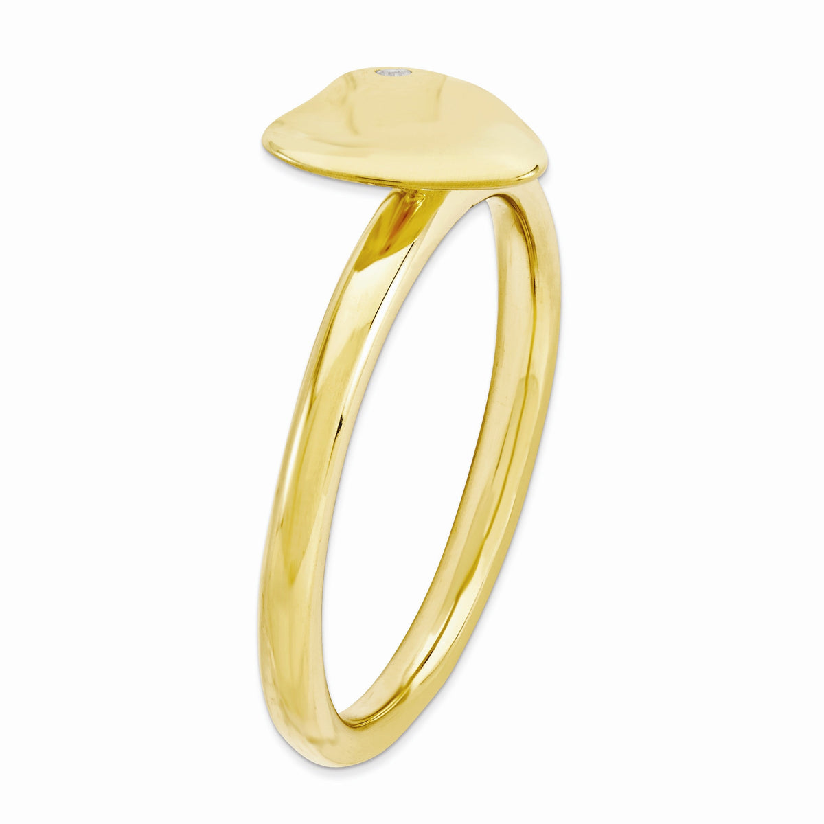 Alternate view of the 14k Gold Plated Sterling Silver 8mm Heart 1pt Diamond Stackable Ring by The Black Bow Jewelry Co.