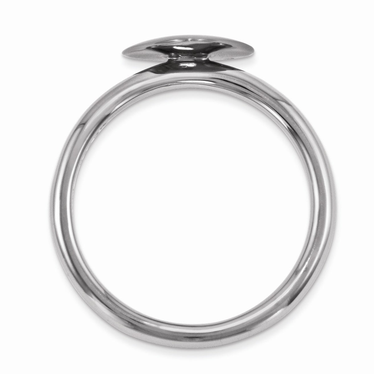 Alternate view of the Black Plated Sterling Silver 8mm Heart 1pt I3 H-I Diamond Stack Ring by The Black Bow Jewelry Co.