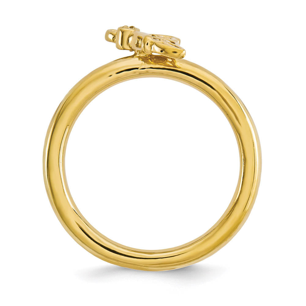 Alternate view of the Gold Tone Sterling Silver .015 Ctw Diamond 9mm Butterfly Stack Ring by The Black Bow Jewelry Co.