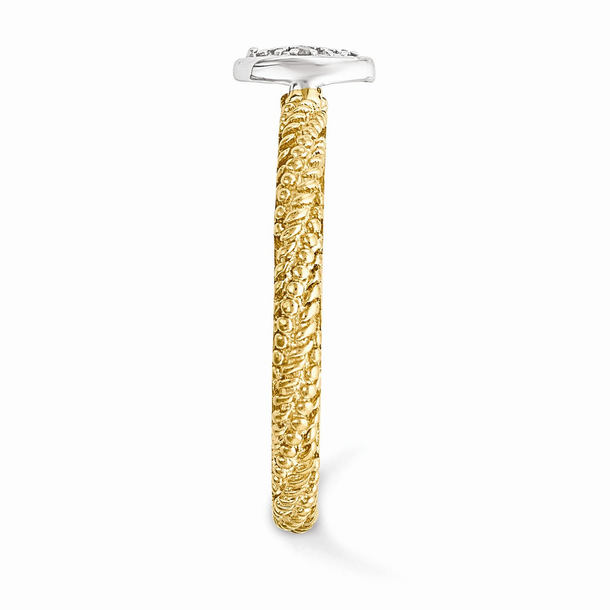 Alternate view of the Sterling Silver & Gold Tone .02 Ctw I3 H-I Diamond Stackable Ring by The Black Bow Jewelry Co.