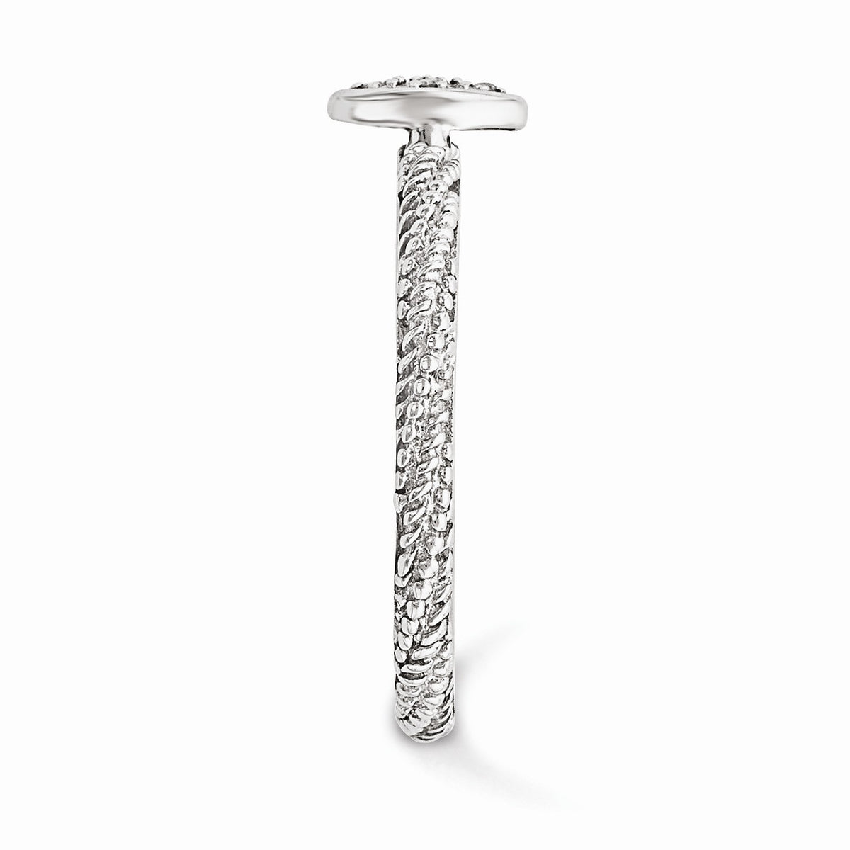 Alternate view of the Rhodium Plated Sterling Silver .02 Ctw I3 H-I Diamond Stackable Ring by The Black Bow Jewelry Co.