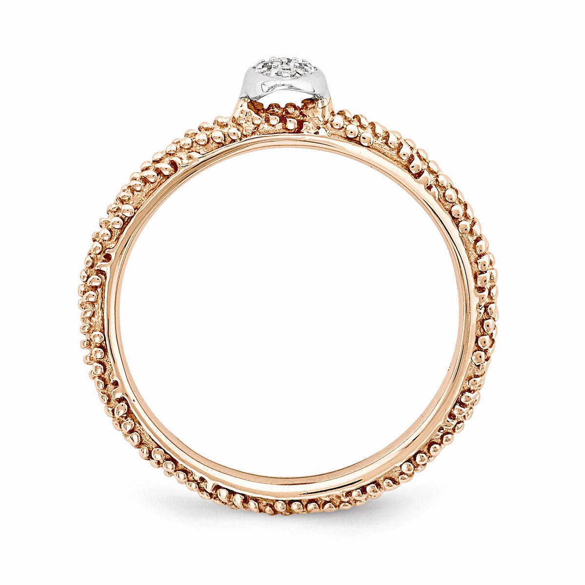 Alternate view of the Sterling Silver & Rose Gold Tone .02 Ctw I3 H-I Diamond Stackable Ring by The Black Bow Jewelry Co.
