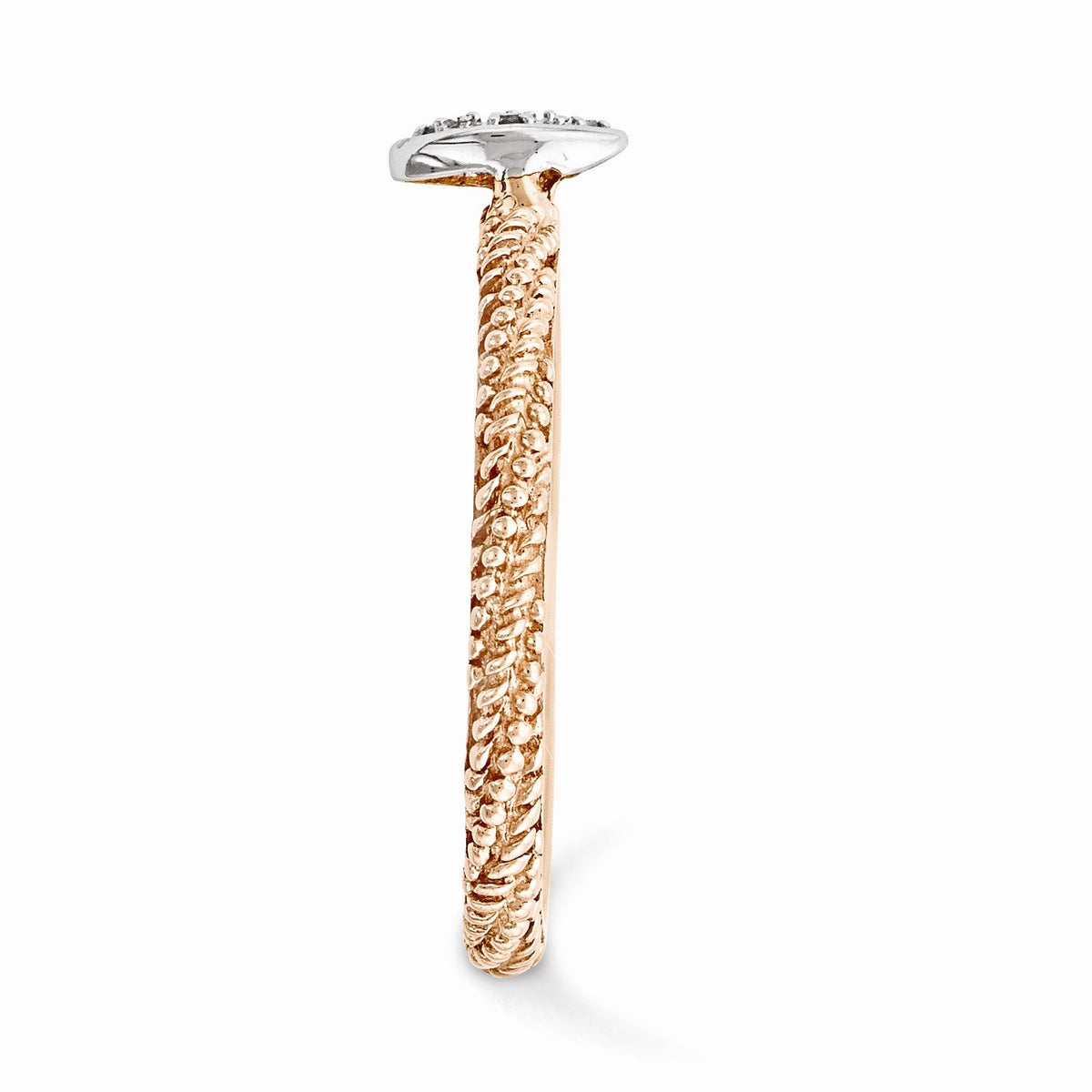 Alternate view of the Sterling Silver & Rose Tone .02 Ctw I3 H-I Diamond Stackable Ring Sz 5 by The Black Bow Jewelry Co.