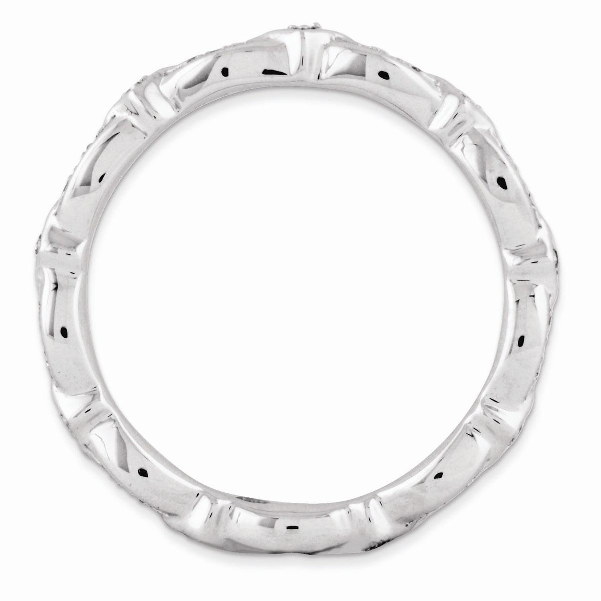 Alternate view of the 2.75mm Rhodium Sterling Silver Stackable .12 Ctw I3 H-I Diamond Band by The Black Bow Jewelry Co.