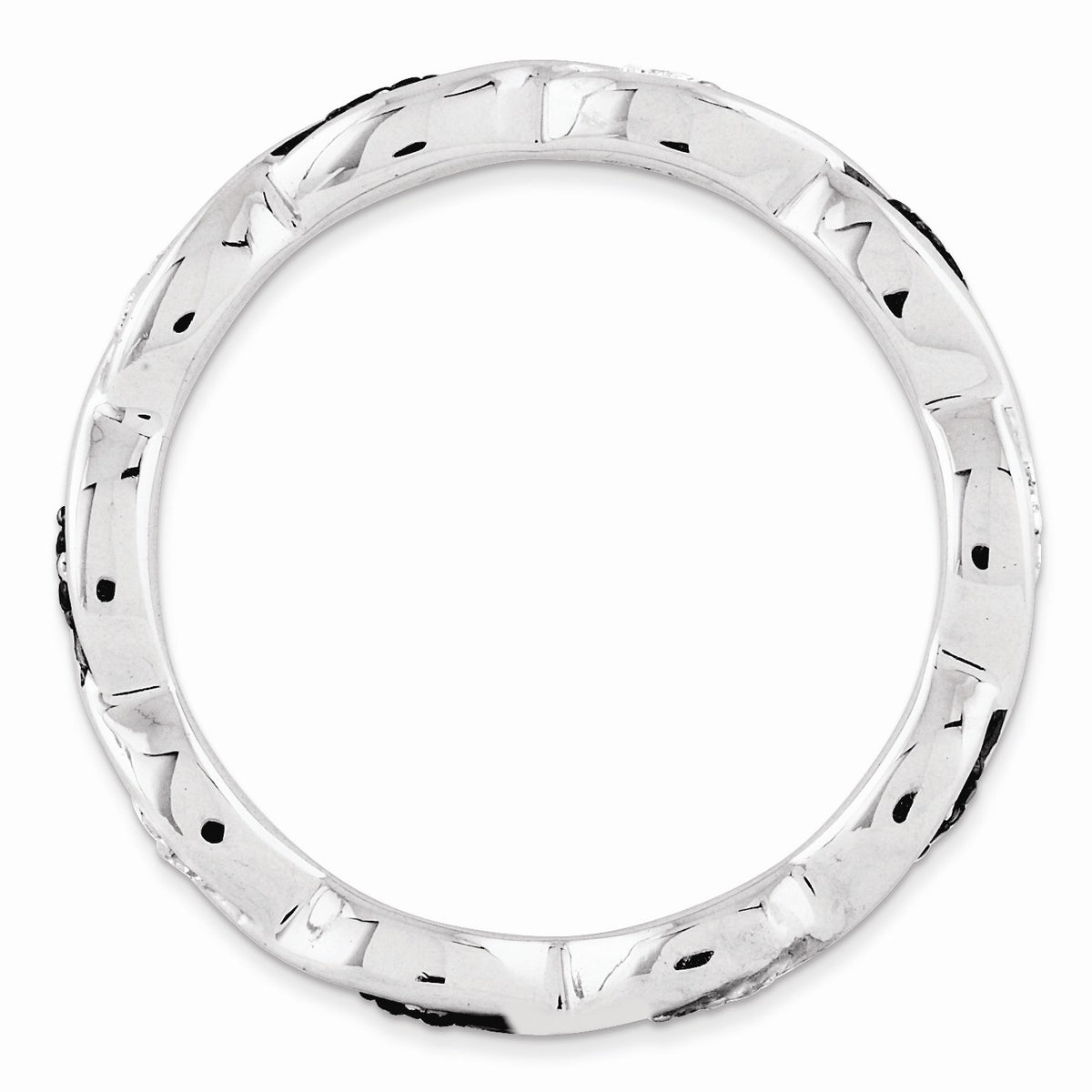 Alternate view of the 2.5mm Sterling Silver Stackable 0.06Ctw H-I White & Black Diamond Band by The Black Bow Jewelry Co.