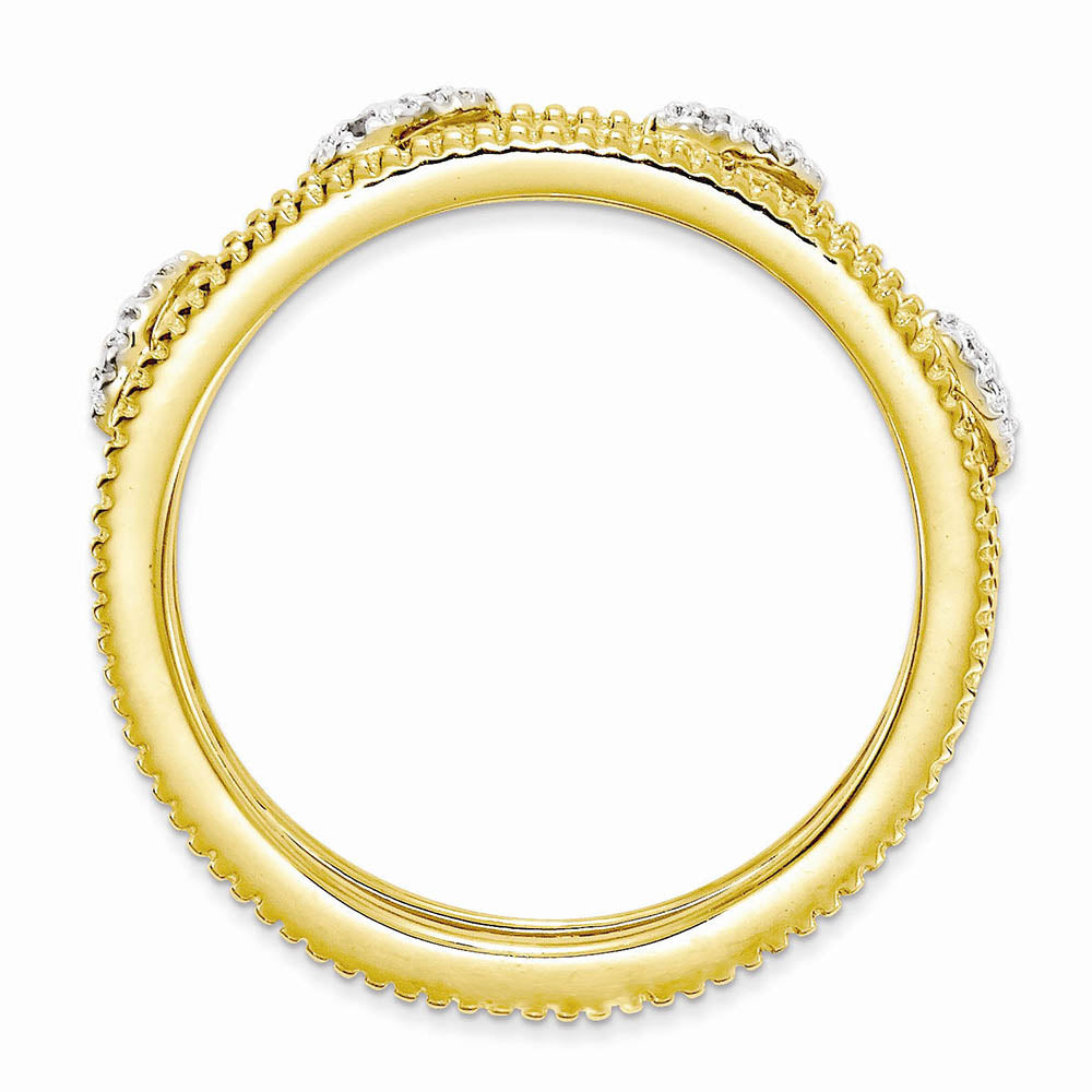 Alternate view of the Gold Tone Plated Sterling Silver .036 Ctw Diamond Jacket Stack Ring by The Black Bow Jewelry Co.