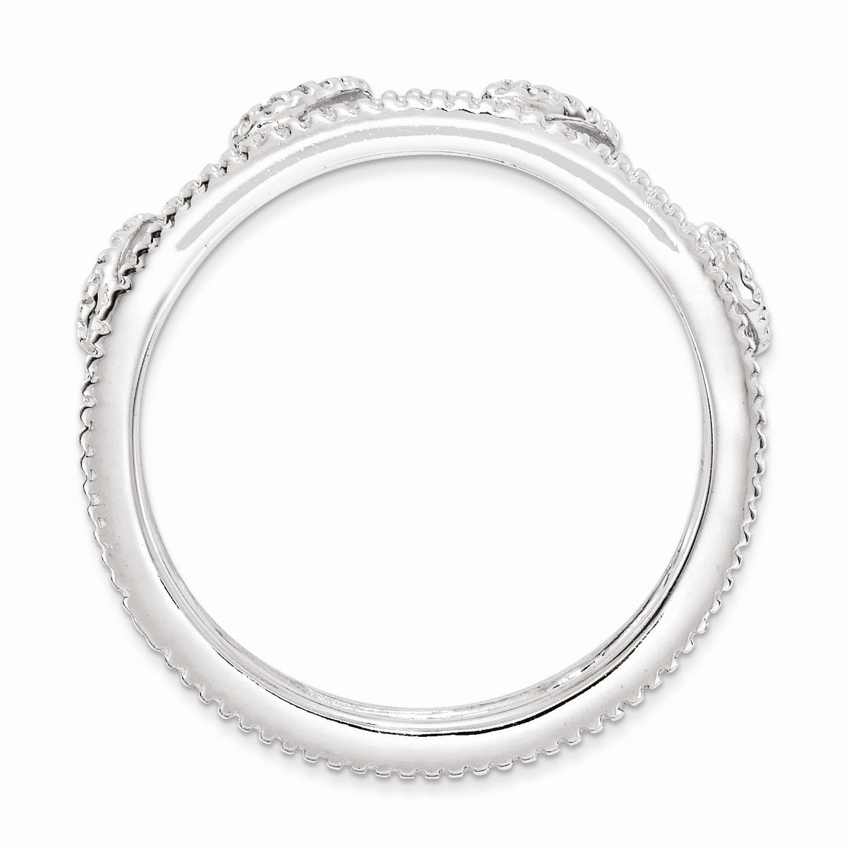 Alternate view of the Rhodium Plated Sterling Silver .036 Ctw Diamond Jacket Stack Ring by The Black Bow Jewelry Co.