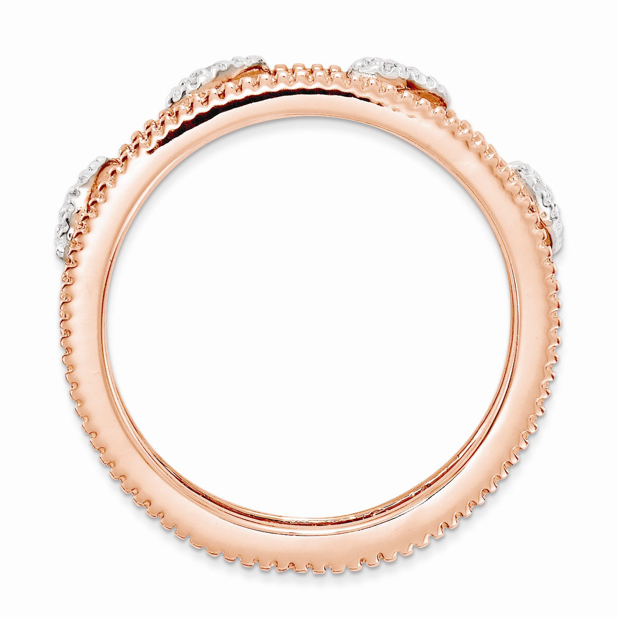 Alternate view of the Rose Gold Tone Plated Sterling Silver Diamond Jacket Stack Ring by The Black Bow Jewelry Co.