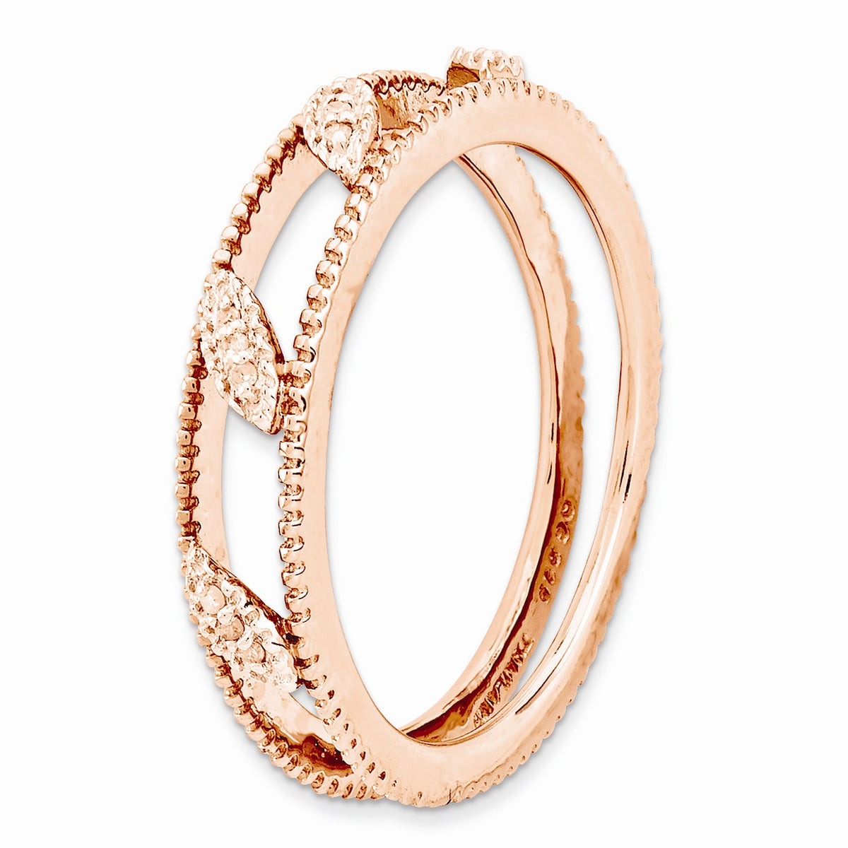 Alternate view of the Rose Tone Sterling Silver .036 Ctw I3 H-I Diamond Jacket Ring Size 5 by The Black Bow Jewelry Co.