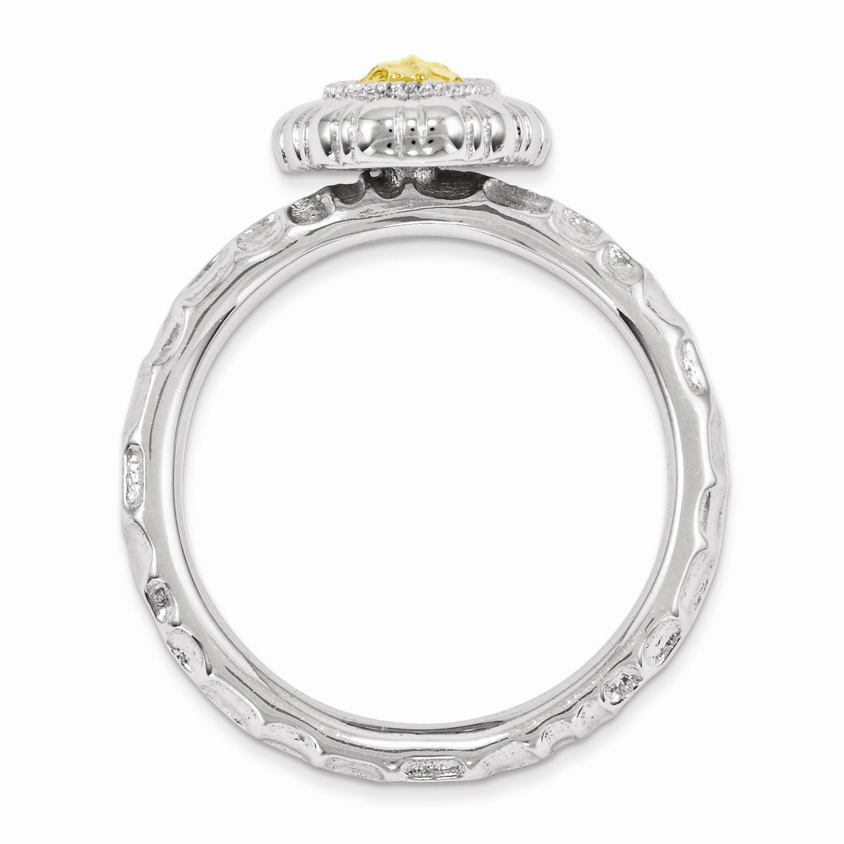 Alternate view of the Sterling Silver Stackable Rhodium & Gold Tone Plated 12mm Oval Ring by The Black Bow Jewelry Co.