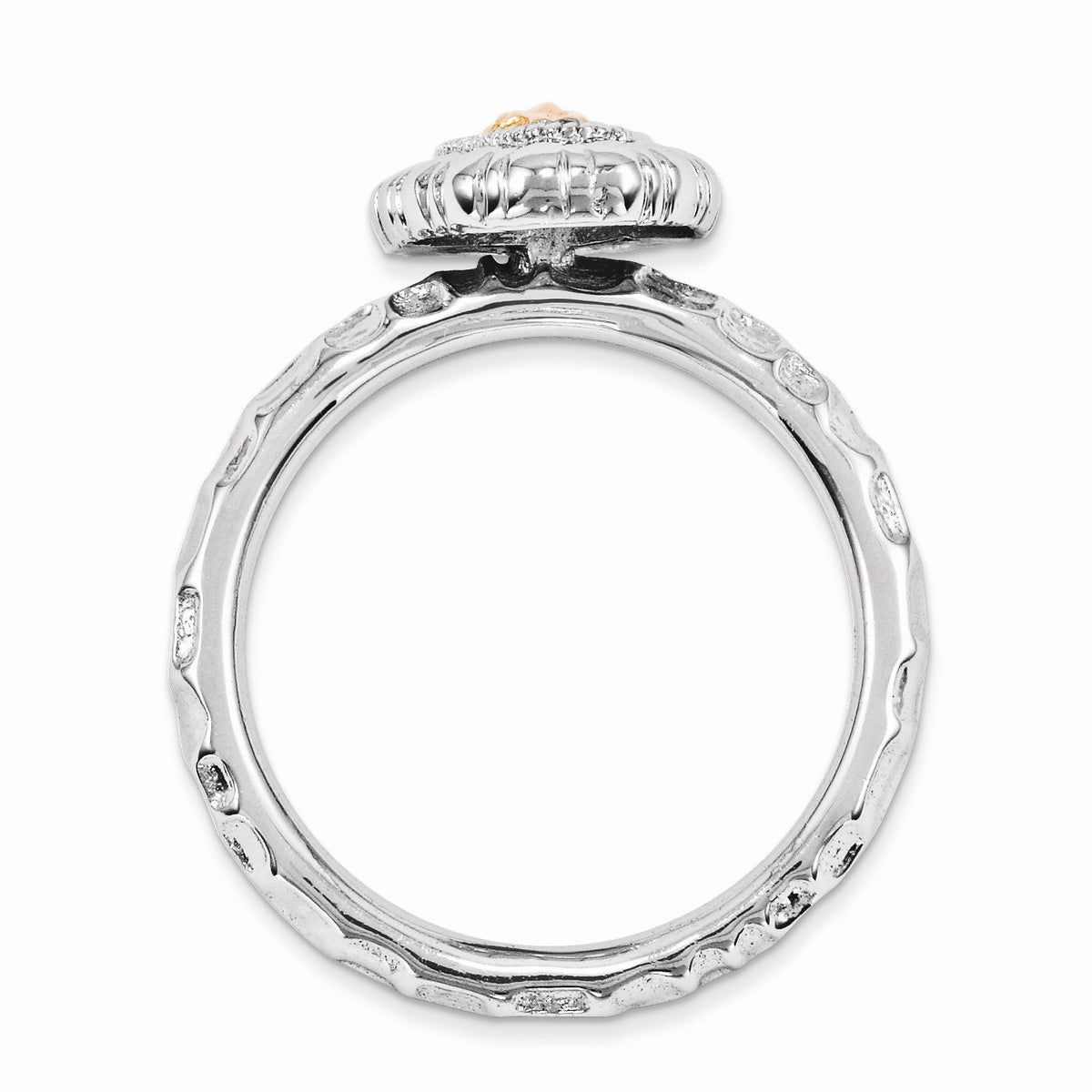 Alternate view of the Sterling Silver Stackable Rhodium & Rose Gold Tone 12mm Oval Ring by The Black Bow Jewelry Co.
