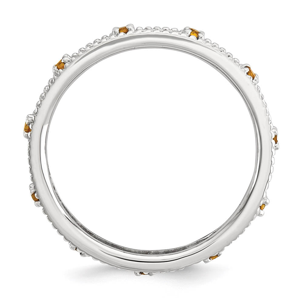 Alternate view of the 3mm Sterling Silver Stackable Expressions Citrine Scroll Band by The Black Bow Jewelry Co.