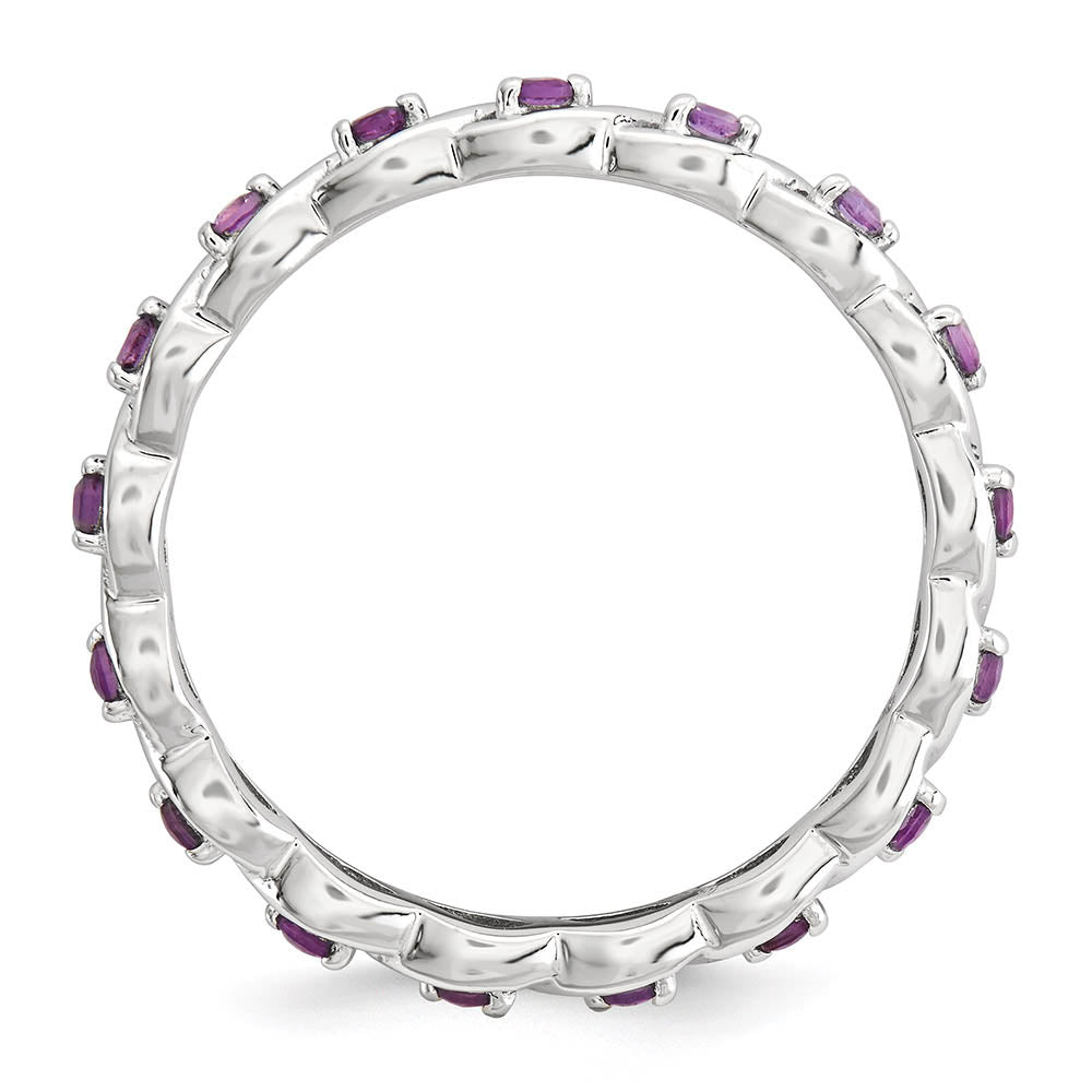 Alternate view of the 2.5mm Rhodium Plated Sterling Silver Stackable Amethyst Twist Band by The Black Bow Jewelry Co.