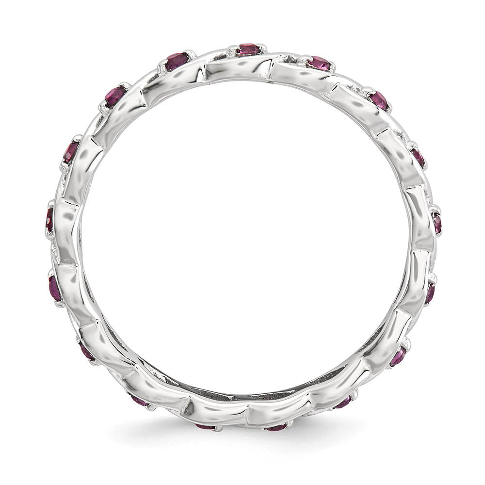 Alternate view of the 2.5mm Rhodium Plated Sterling Silver Stackable Rhod. Garnet Twist Band by The Black Bow Jewelry Co.