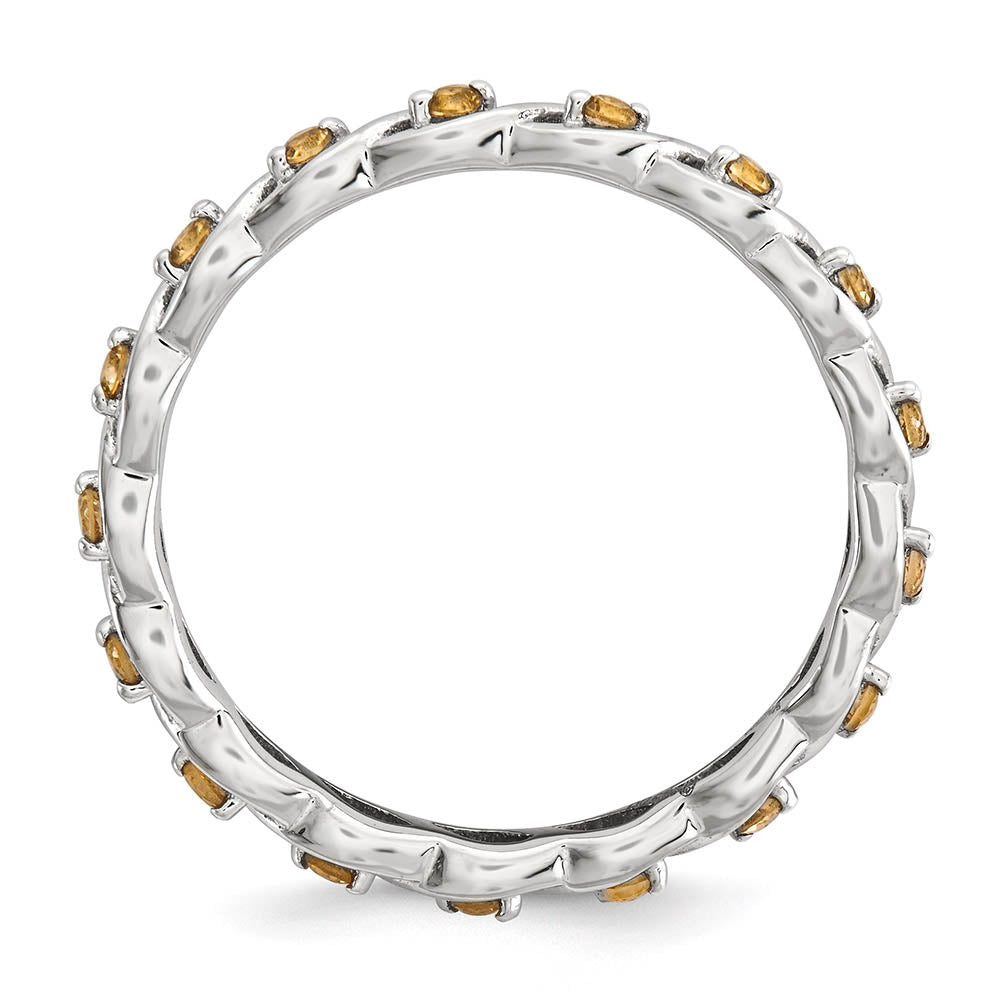 Alternate view of the 2.5mm Rhodium Plated Sterling Silver Stackable Citrine Twist Band by The Black Bow Jewelry Co.