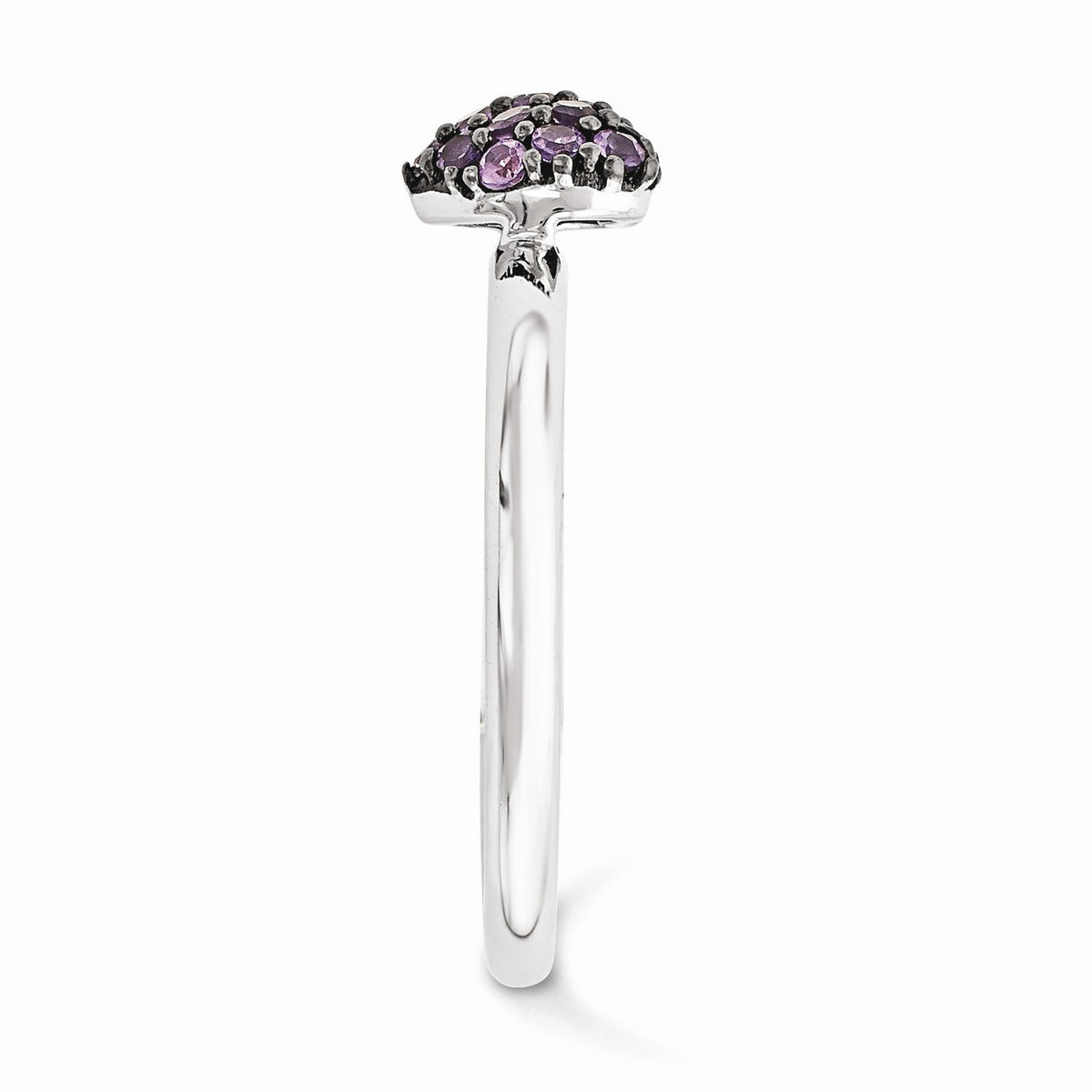 Alternate view of the Sterling Silver Amethyst Cluster Stackable Expressions 8mm Heart Ring by The Black Bow Jewelry Co.