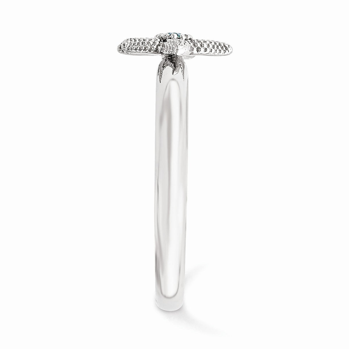 Alternate view of the Sterling Silver Stackable Blue Topaz 10mm Starfish Ring Size 5 by The Black Bow Jewelry Co.