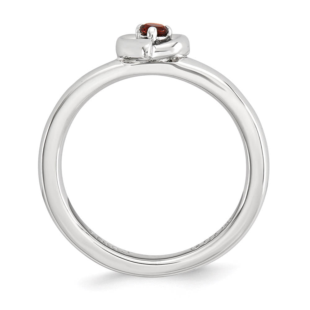Alternate view of the Sterling Silver Stackable Expressions Garnet 6mm Heart Ring by The Black Bow Jewelry Co.