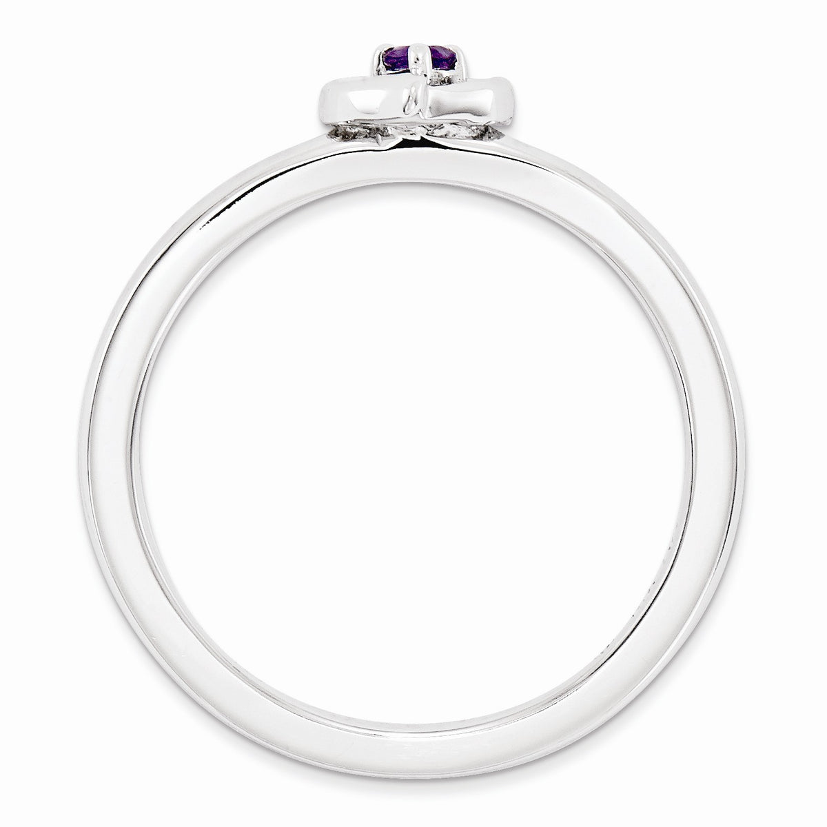 Alternate view of the Sterling Silver Stackable Expressions Amethyst 6mm Heart Ring by The Black Bow Jewelry Co.