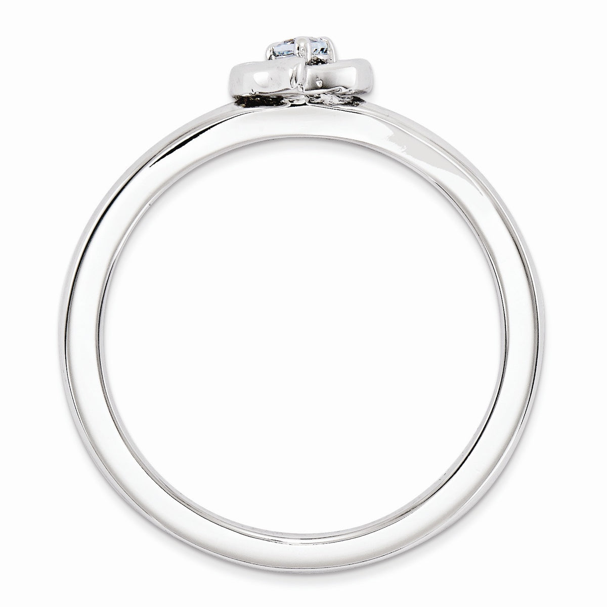 Alternate view of the Sterling Silver Stackable Expressions Aquamarine 6mm Heart Ring by The Black Bow Jewelry Co.
