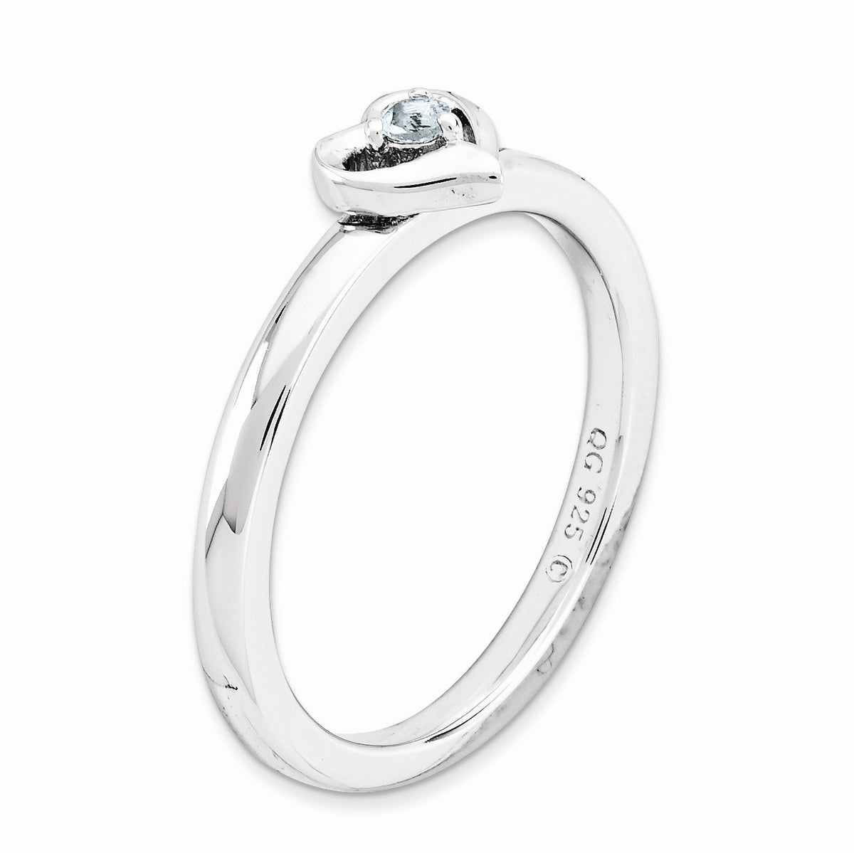 Alternate view of the Sterling Silver Stackable Expressions Aquamarine 6mm Heart Ring by The Black Bow Jewelry Co.