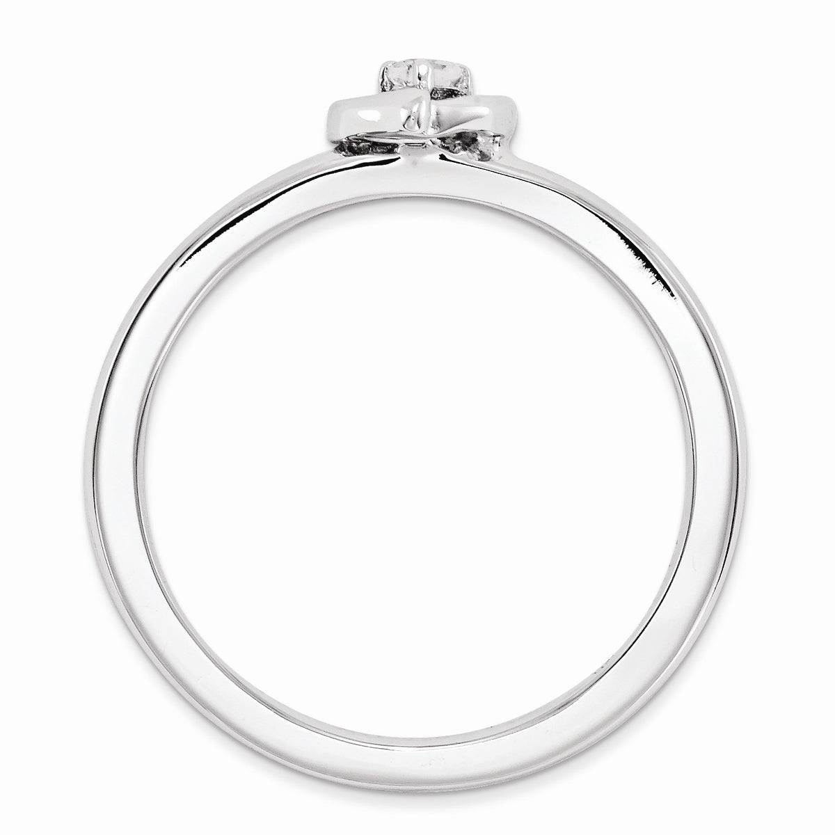 Alternate view of the Sterling Silver Stackable Expressions White Topaz 6mm Heart Ring by The Black Bow Jewelry Co.