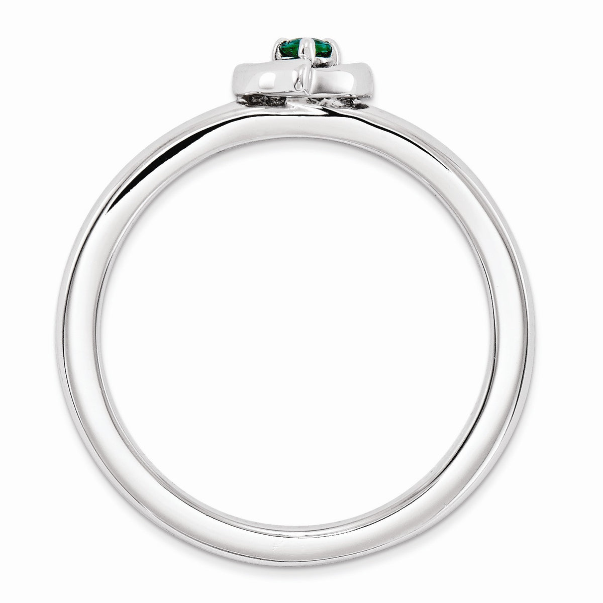 Alternate view of the Sterling Silver Stackable Expressions Created Emerald 6mm Heart Ring by The Black Bow Jewelry Co.