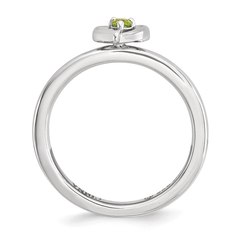 Alternate view of the Sterling Silver Stackable Expressions Peridot 6mm Heart Ring by The Black Bow Jewelry Co.