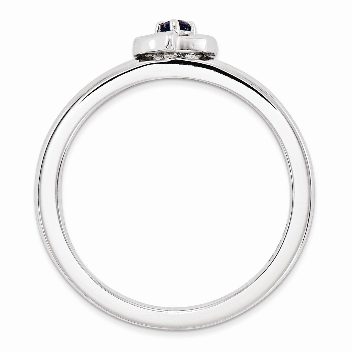 Alternate view of the Sterling Silver Stackable Expressions Created Sapphire 6mm Heart Ring by The Black Bow Jewelry Co.