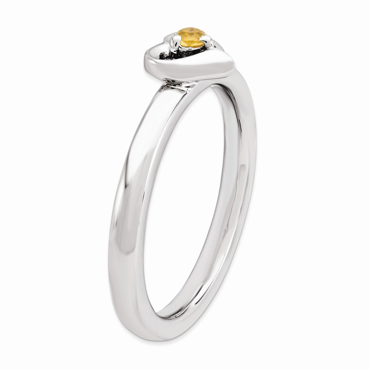 Alternate view of the Sterling Silver Stackable Expressions Citrine 6mm Heart Ring by The Black Bow Jewelry Co.