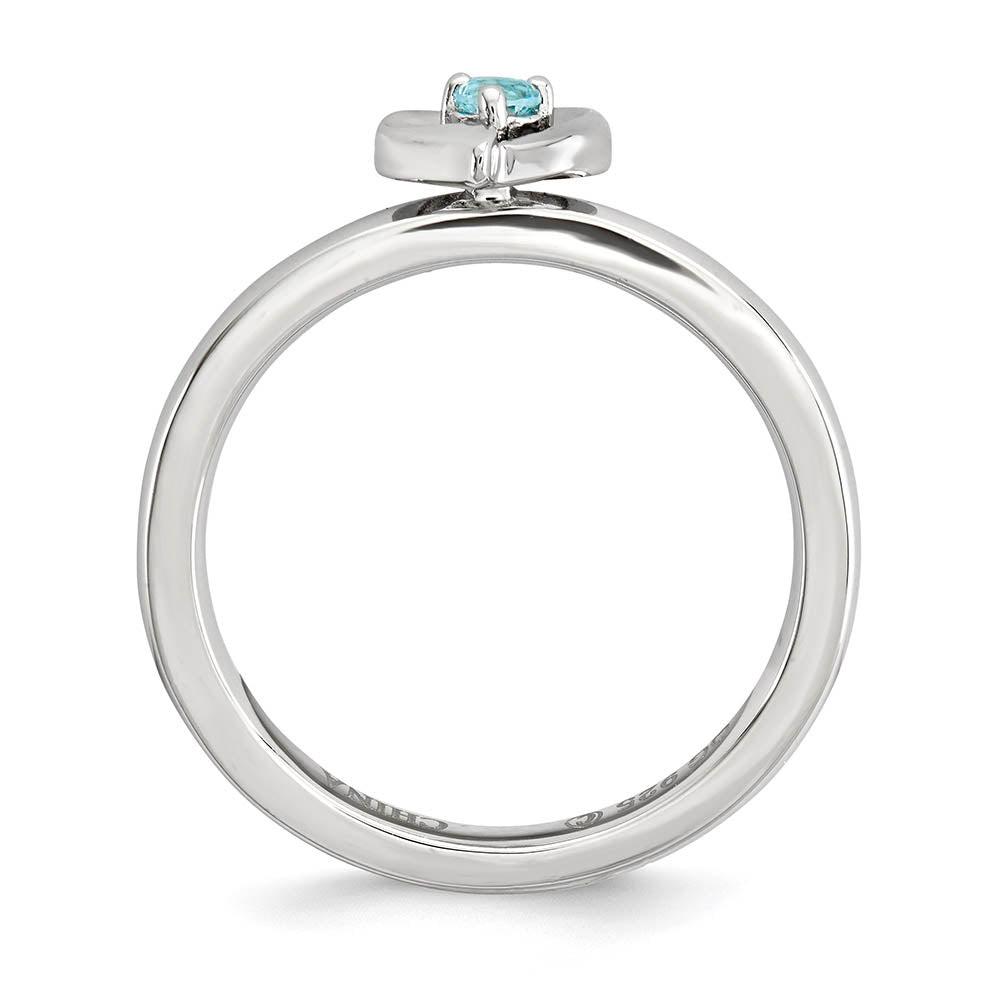 Alternate view of the Sterling Silver Stackable Expressions Blue Topaz 6mm Heart Ring by The Black Bow Jewelry Co.