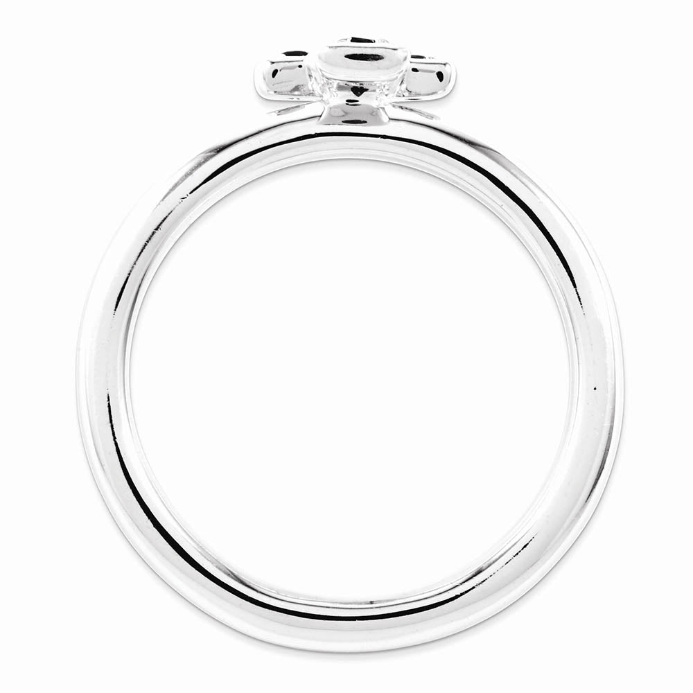 Alternate view of the Rhodium Plated Sterling Silver Stackable Garnet 9mm Cross Ring by The Black Bow Jewelry Co.