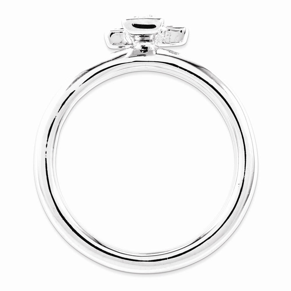 Alternate view of the Rhodium Plated Sterling Silver Stackable Amethyst 9mm Cross Ring by The Black Bow Jewelry Co.