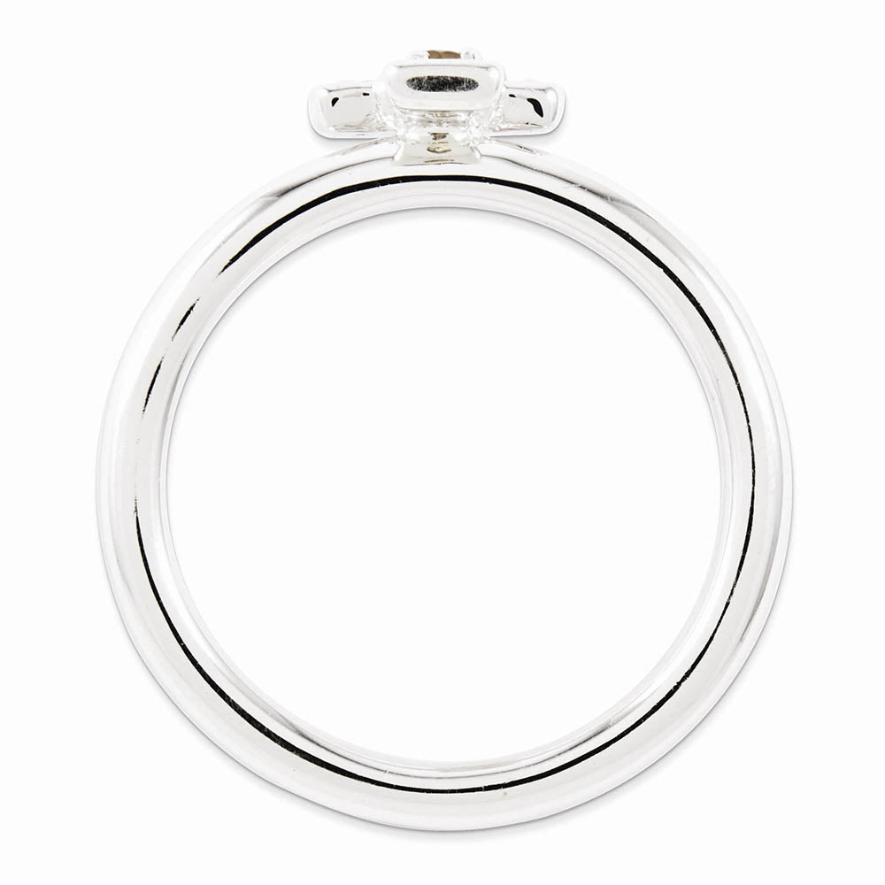 Alternate view of the Rhodium Plated Sterling Silver Stackable Citrine 9mm Cross Ring by The Black Bow Jewelry Co.