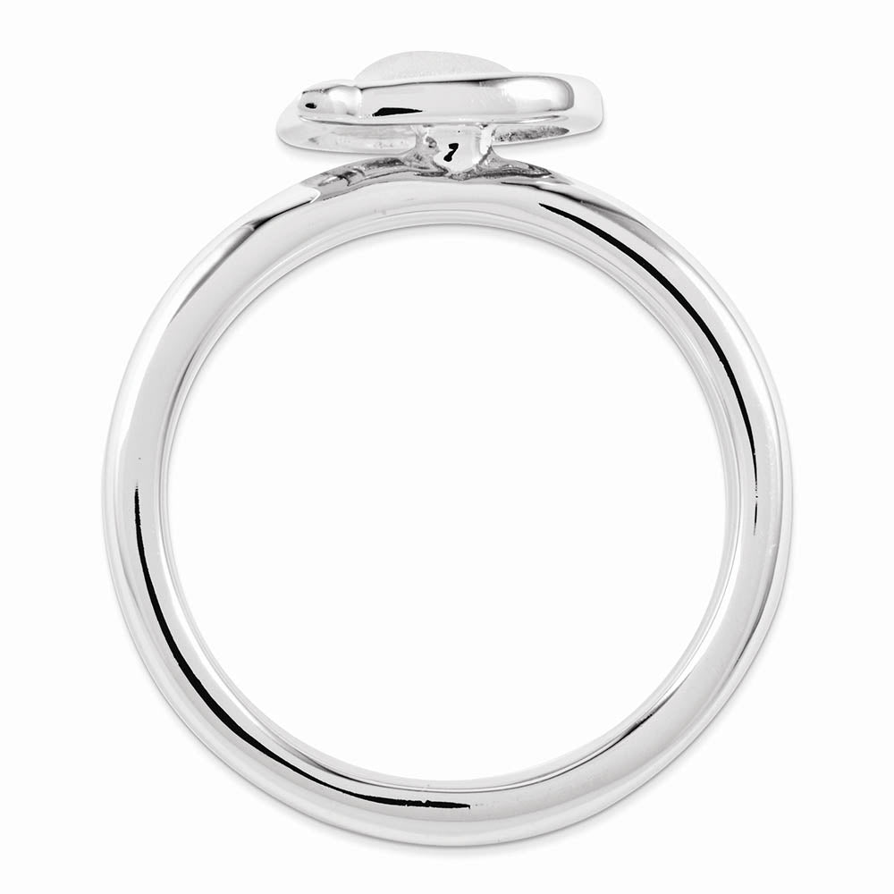 Alternate view of the Rhodium Plated Sterling Silver Stackable 9mm Heart Ring by The Black Bow Jewelry Co.