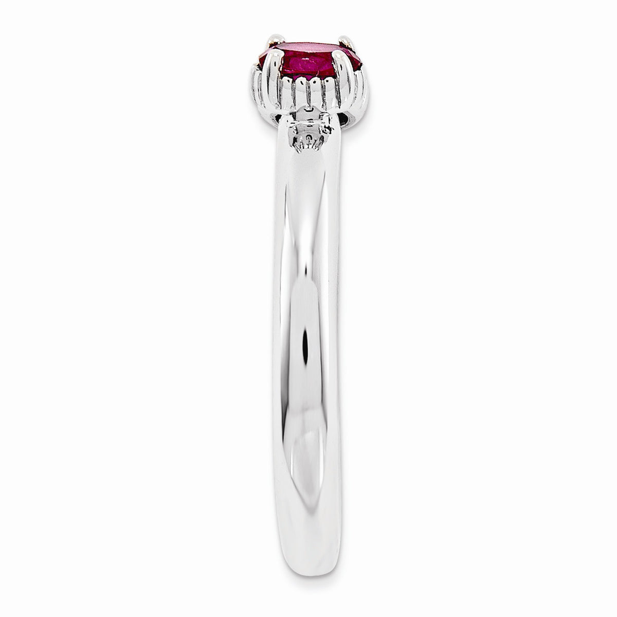 Alternate view of the Sterling Silver Stackable Created Ruby Oval Two Stone Ring by The Black Bow Jewelry Co.